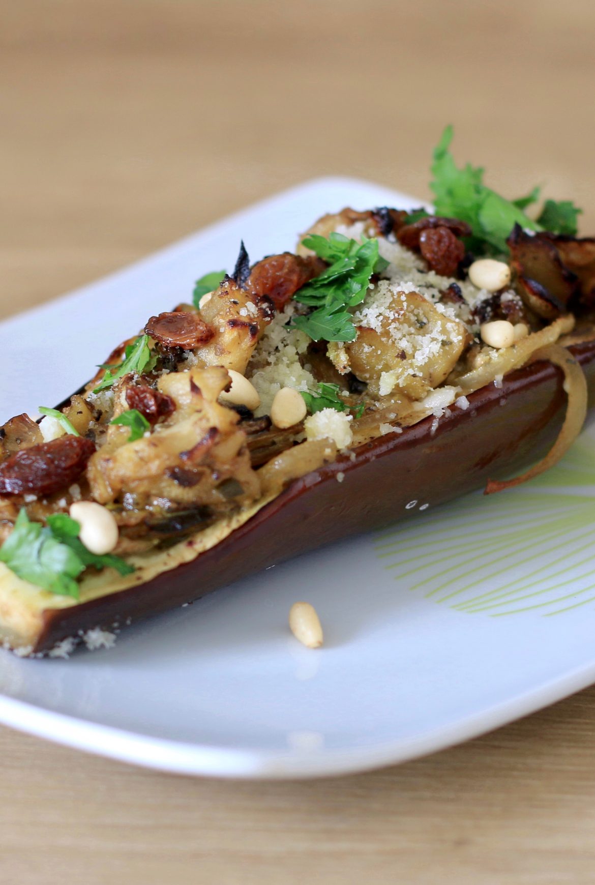 Aubergines grillées farcies aux champignons et Parmesan