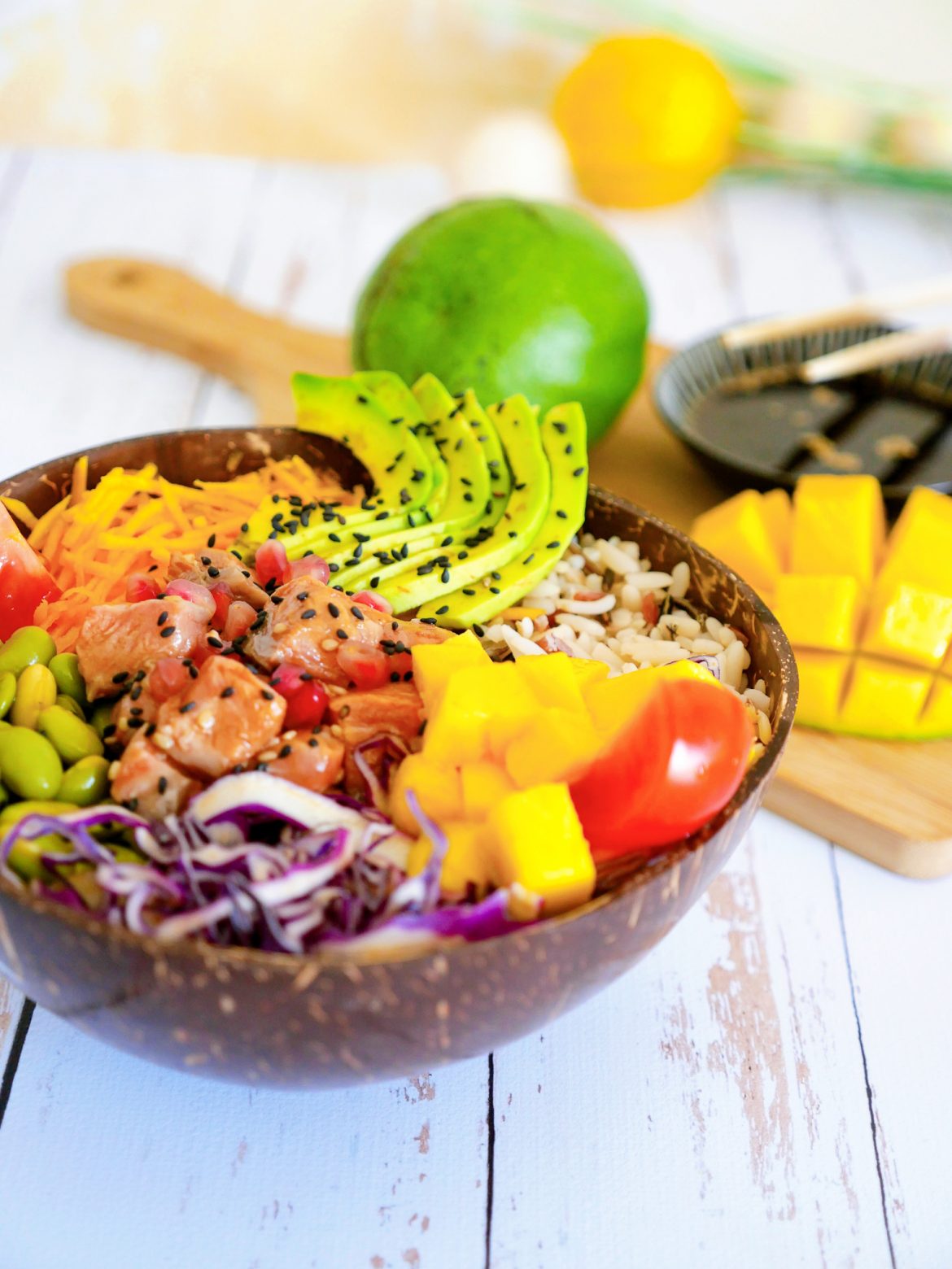 Poké bowl ultra coloré