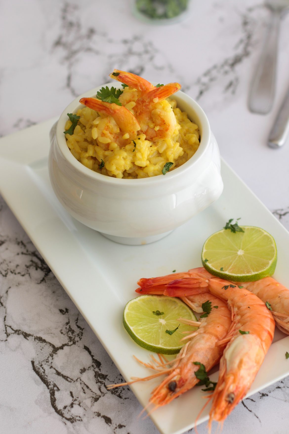 Risotto au lait de coco et aux crevettes