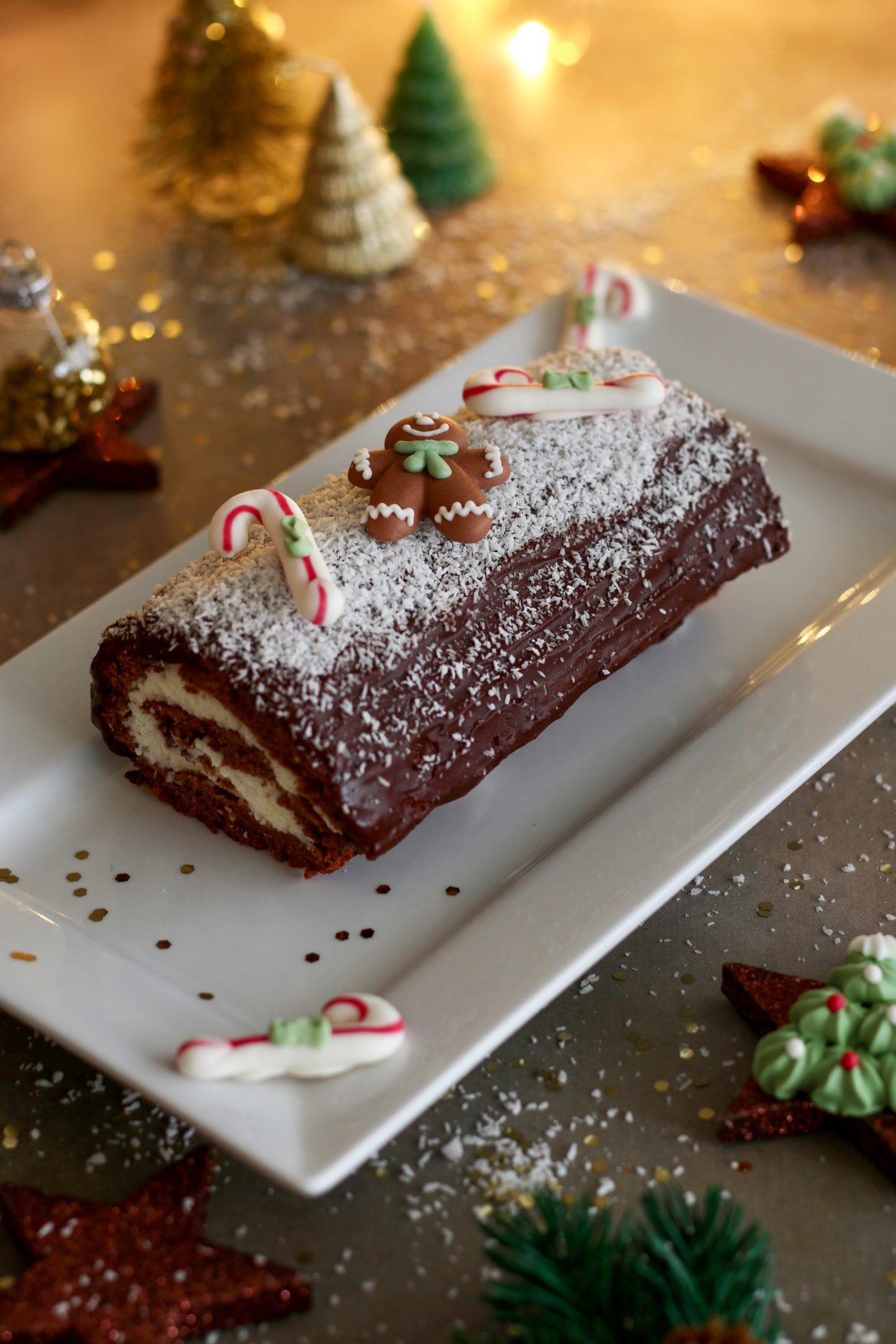 Bûche chocolat et noix de coco