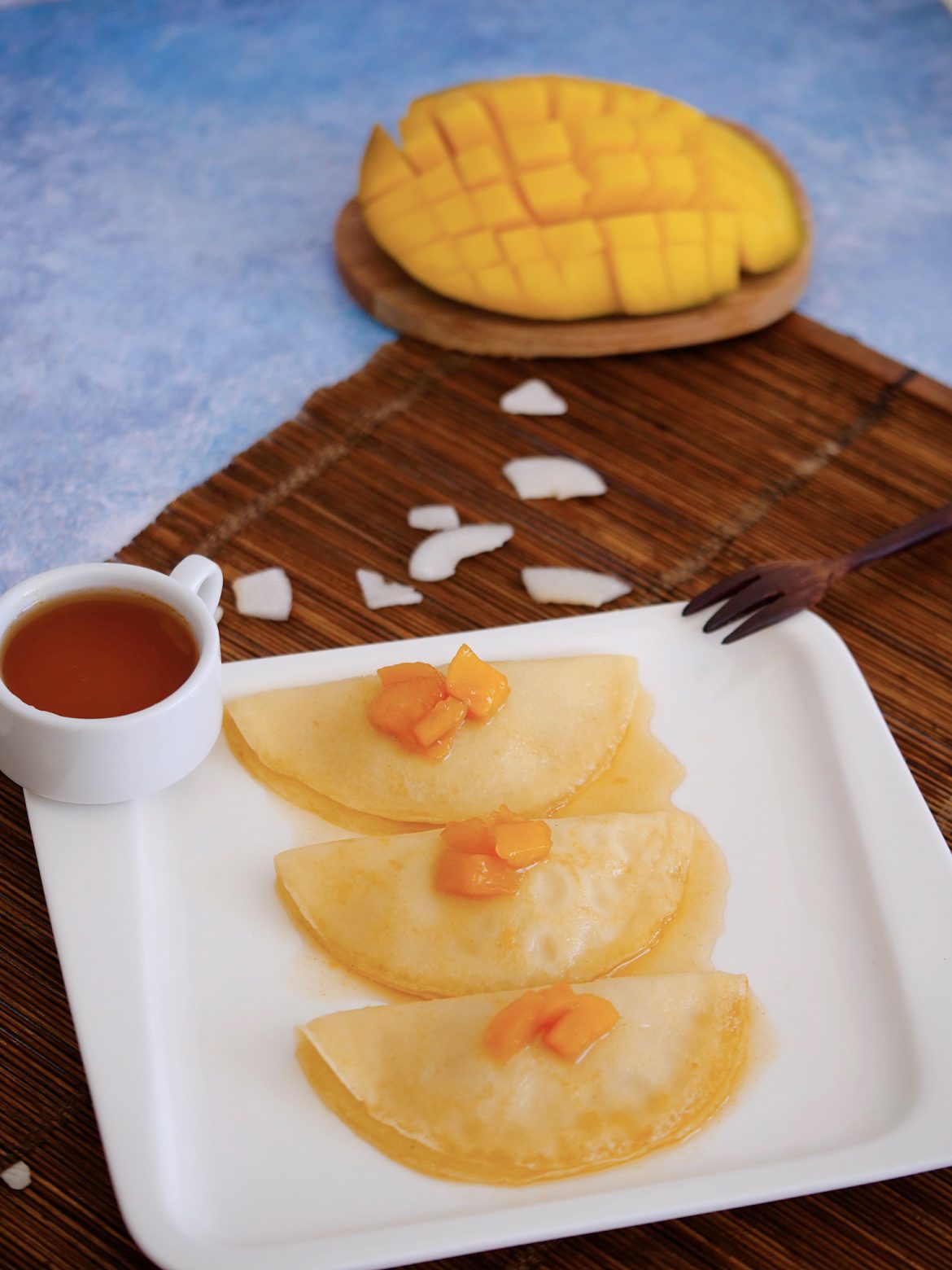 Raviole crêpes lait de coco compotée de mangue