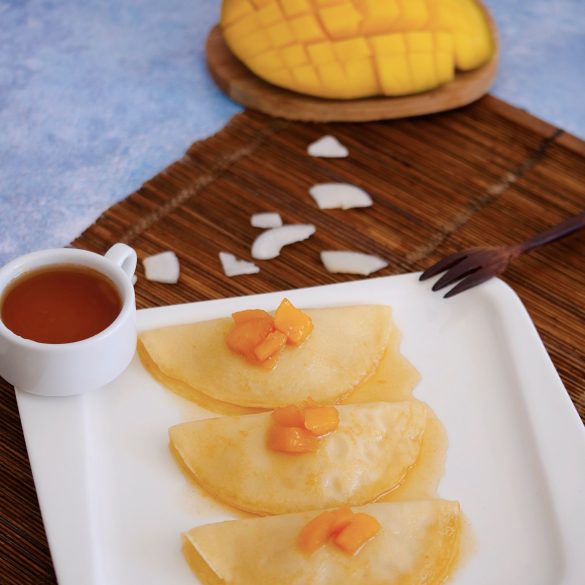 Raviole crêpes lait de coco compotée de mangue
