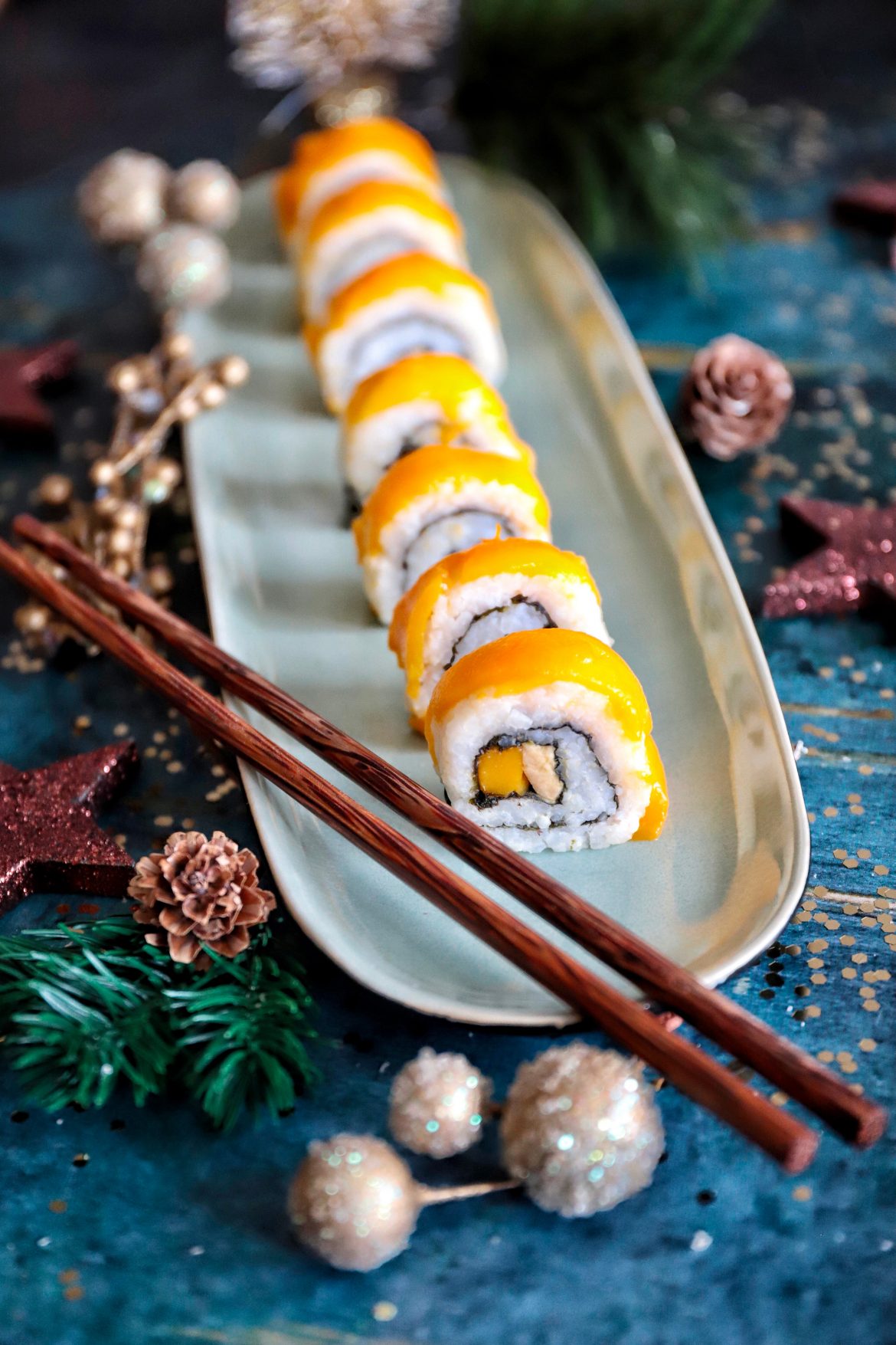 Maki de foie gras et mangue